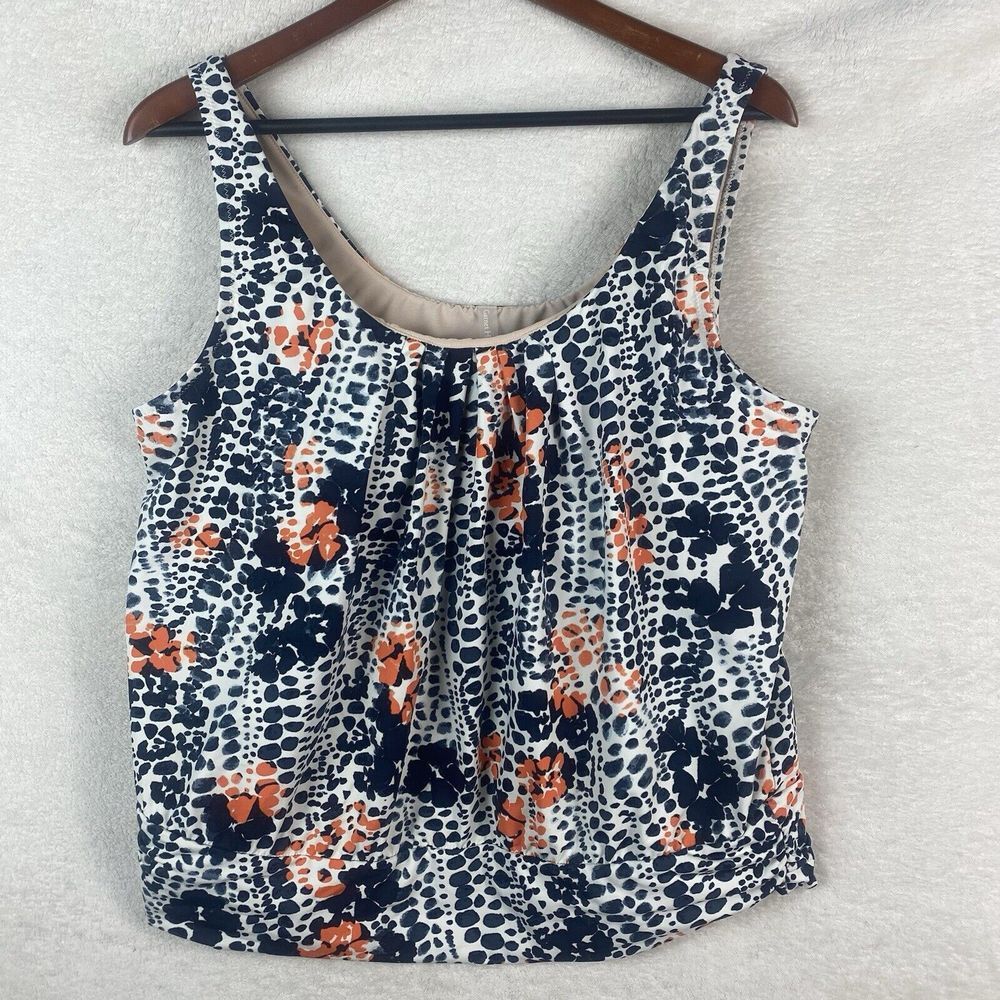 Garnet Hill Tankini Swim Top Multicolored Splatter Print‎ Womens Size 16